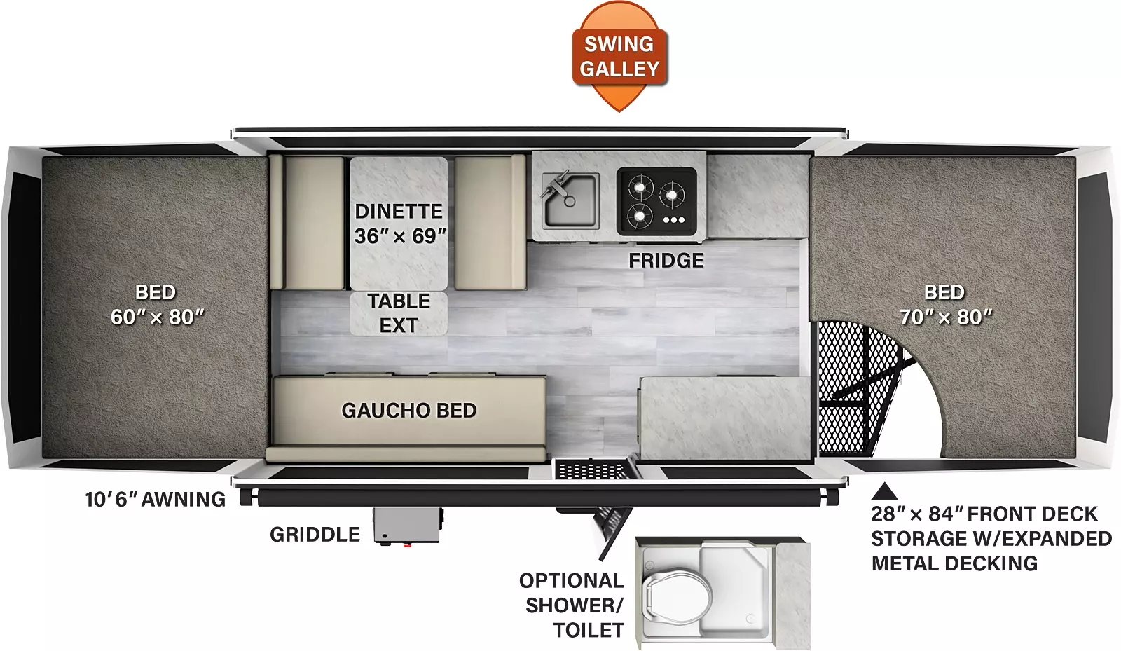 2020 Forest River Rockwood Freedom Camping Trailer 2280BHESP floor plan