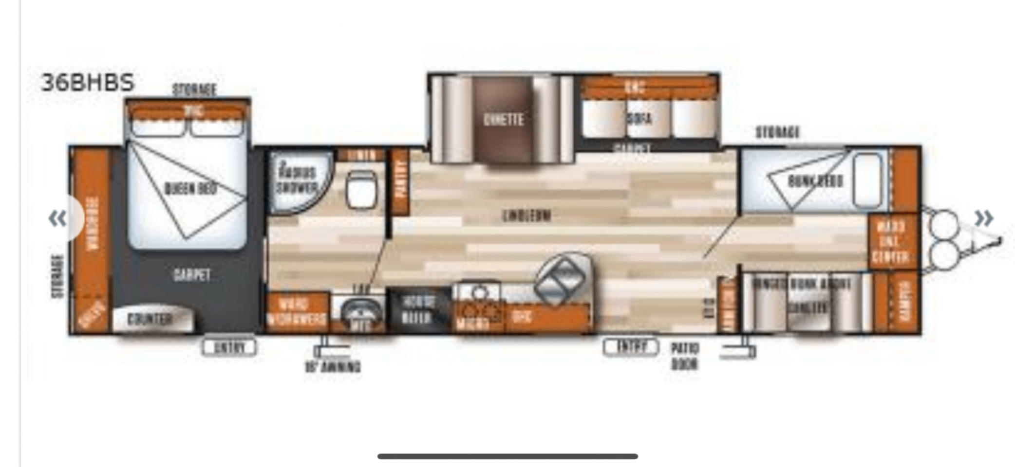 2018 Forest River Wildwood 36BHBS floor plan