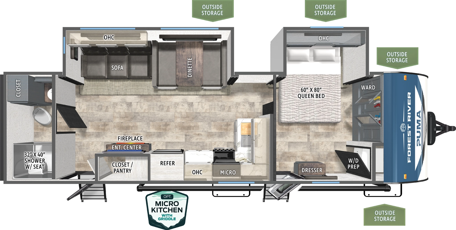 2025 Forest River Puma 27RBDS floor plan