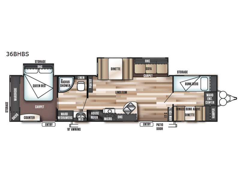 2018 Forest River Wildwood 36BHBS floor plan