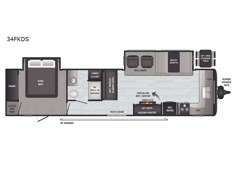 2021 KEYSTONE Hideout 34FKDS floor plan
